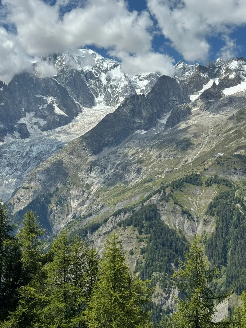 Hikers on the climb towards Col de la Seigne